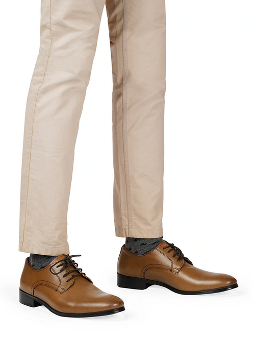 Men Solid Brown Lace-Up Derby (Size-UK-9) (Color-BROWN)