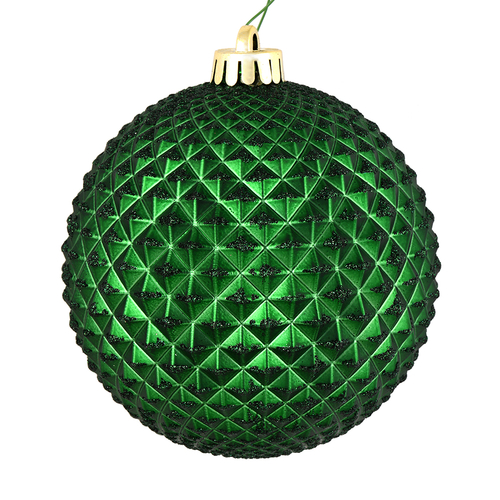 Vickerman N188724D 6 in. Emerald Durian Glitter Ball Ornament with Dri