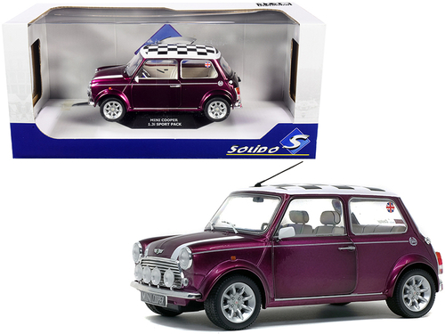 1997 Mini Cooper 1.3i Sport Purple with Check Top 1/18 Diecast Model