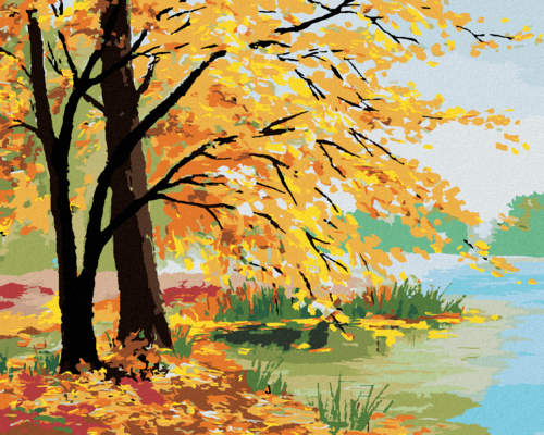 Paint by Numbers - AUTUMN FOREST BY THE LAKE