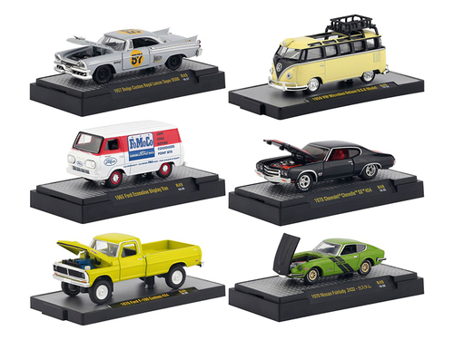 \Auto Meets\" Set of 6 Cars IN DISPLAY CASES Release 49 1/64 Diecast