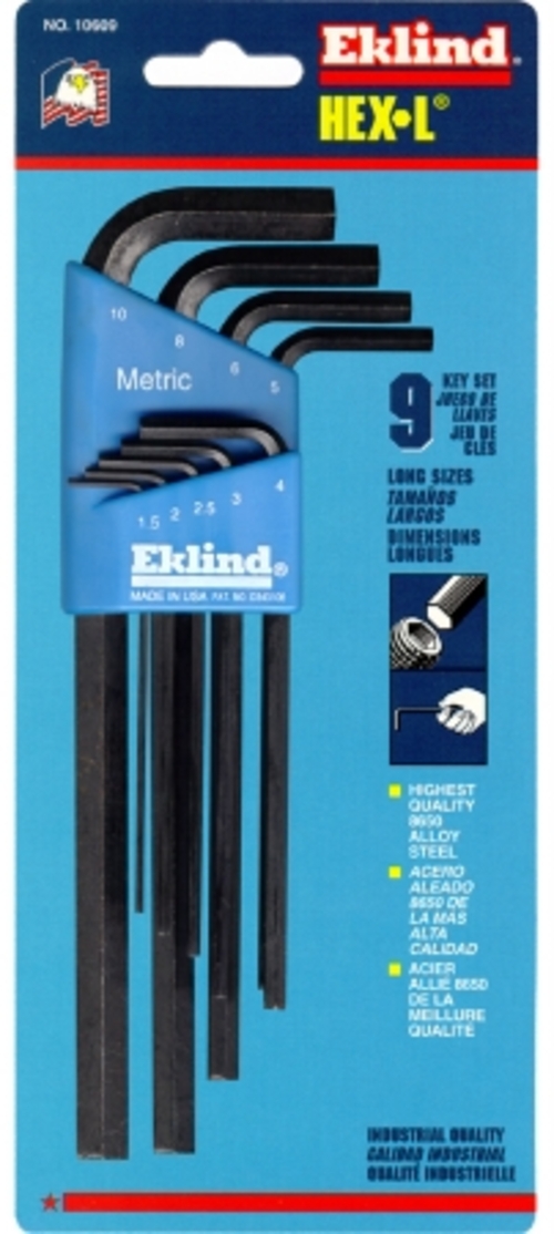 Eklind Tool 10609 9 Piece Long Arm Hex Key Metric