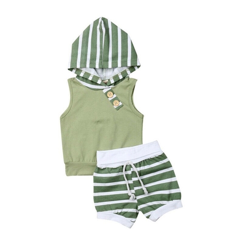 US Newborn Baby Girl Boy Clothes Hooded Stripe