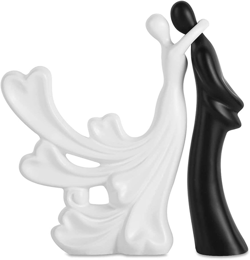 Hugging Couple Figure | Beautiful Home Decor - (Set of 2, White
