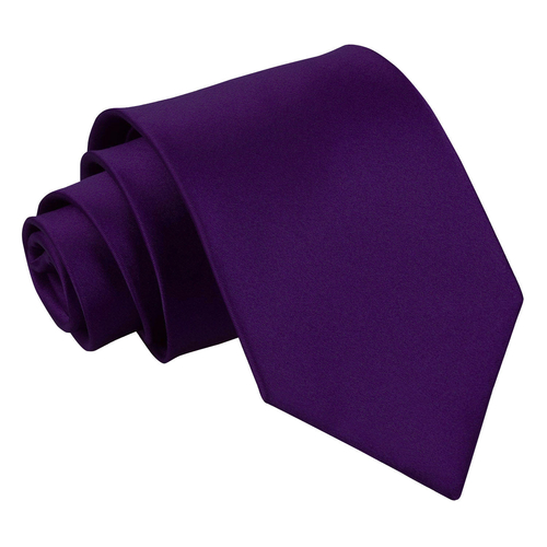 Plain Satin Extra Long Tie - Purple