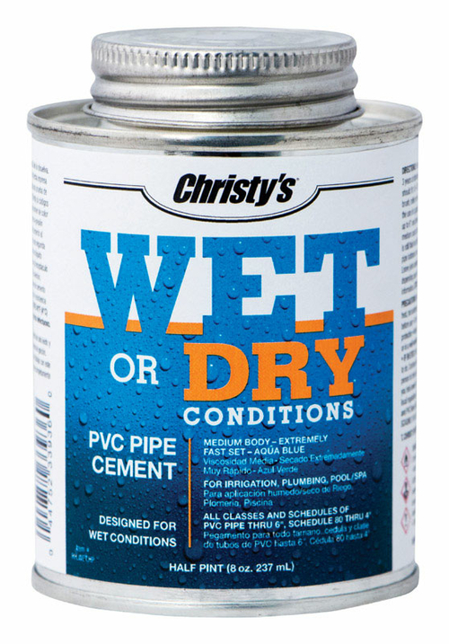 T Christy 4614327 8 oz Wet or Dry PVC Cement - Blue