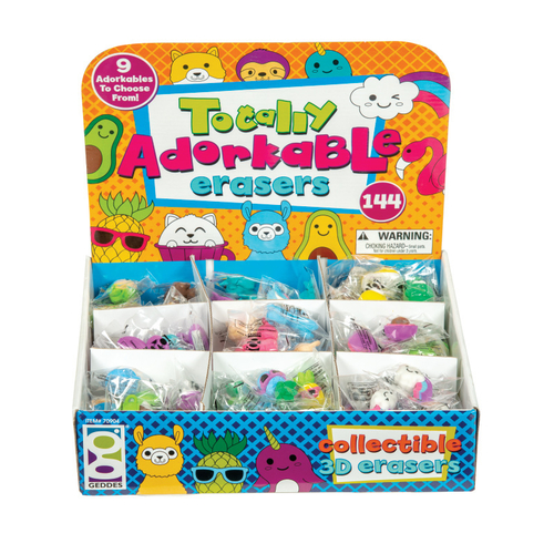 Geddes Totally Adorkable Erasers- 144 Count, Single, Individually