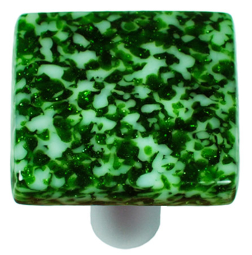 Hot Knobs HK8053-KA Granite Light Metallic Green & White Square Glass 