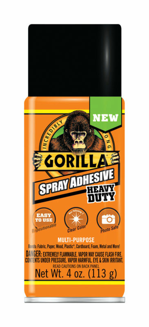 Gorilla 1906817 4 oz Heavy Duty Super Strength Spray Adhesive, Cle