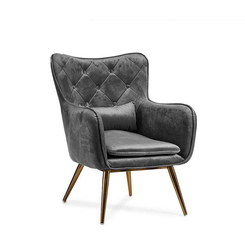 Armchair Grey Velvet (68 x 92 x 70 cm)