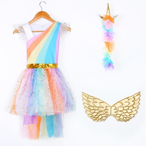 Girls Toddler Unicorn Cosplay Costume Kids Rainbow