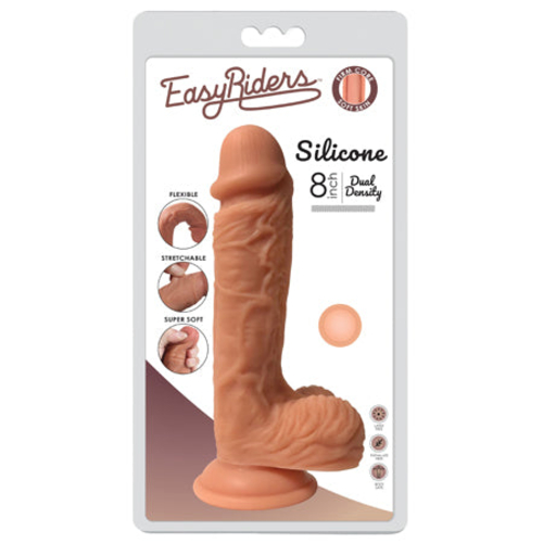 Curve Toys Easy Riders 8 in. Dual Density Silicone Dildo with Balls &