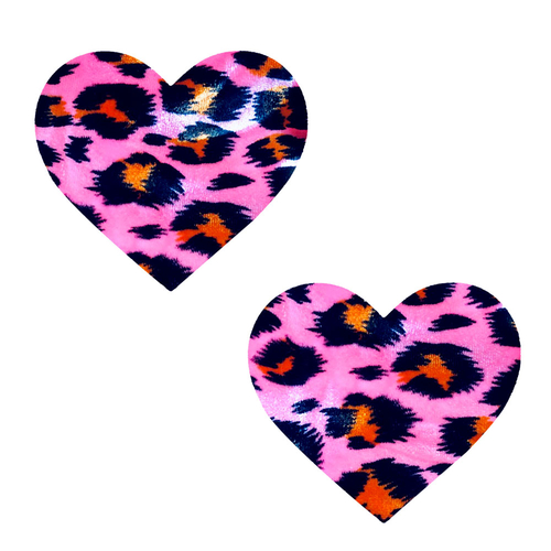 Pink Cheeky Cheetah Velvet Crush Blacklight I  Heart U Nipztix Pasties