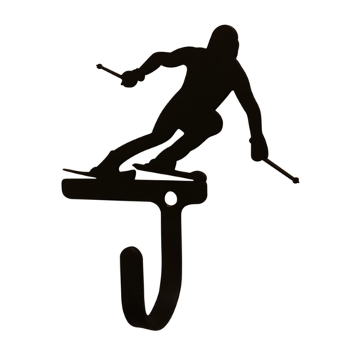 Wrought Iron Skier Wall Hook Decorative Small