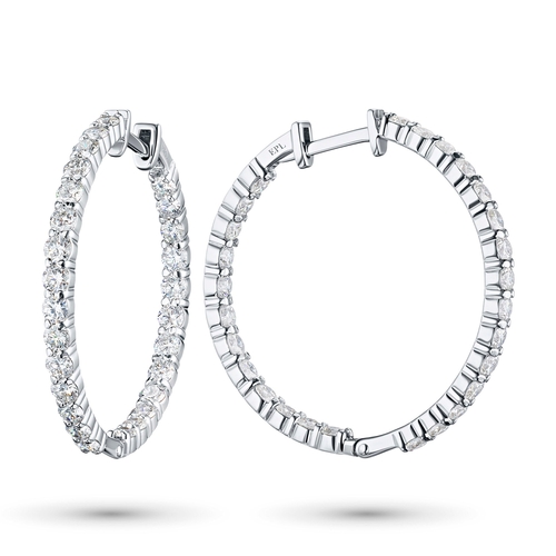 14K White Gold Earrings with 54 Round-Cut Lab-Created Diamonds 2.908