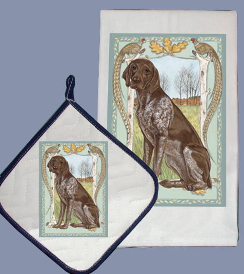 Dish Towel and Pot Holder Set - German Pointer
