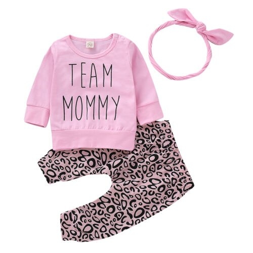 Baby Little Girl Letters Leopard Clothes Sets