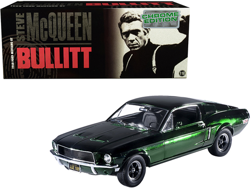 1968 Ford Mustang GT Green Chrome Edition \Bullitt\" (1968) Movie 1/18