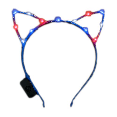 Blinkee LUCESLPH-RWB Light Up Cat Ears Starlight Patriotic Headband