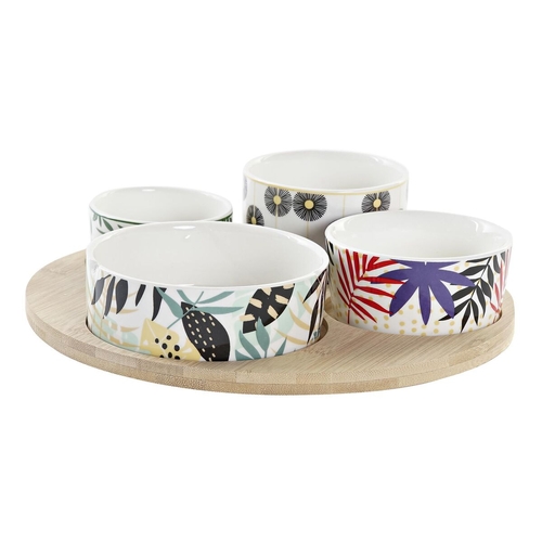 Appetizer Set DKD Home Decor Multicolour Bamboo Stoneware Tropical 5