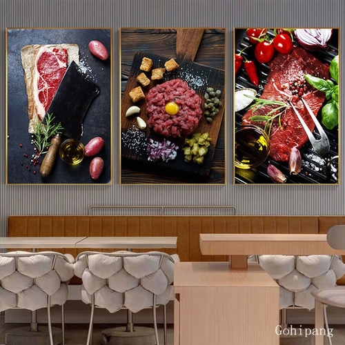 Steak Poster Canvas Art Tempting Food Wall Art for