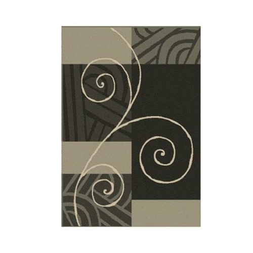 Decora Black Ornament Polypropylene Rug