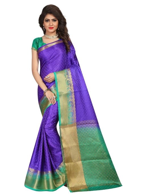 Generic Women's Nylon Silk Saree with Blouse