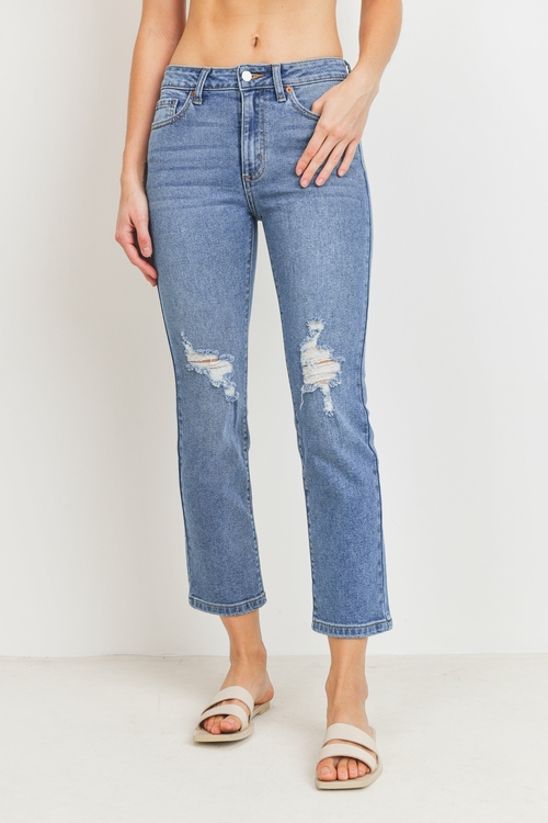 Main JUST USA KNEE DISTRESSED STRAIGHT LEG JEAN image