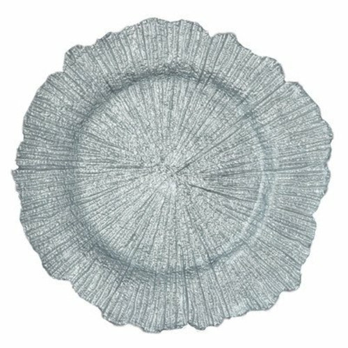 Leeber 31162 Sea Sponge Chargers Plate, Silver - Set of 4