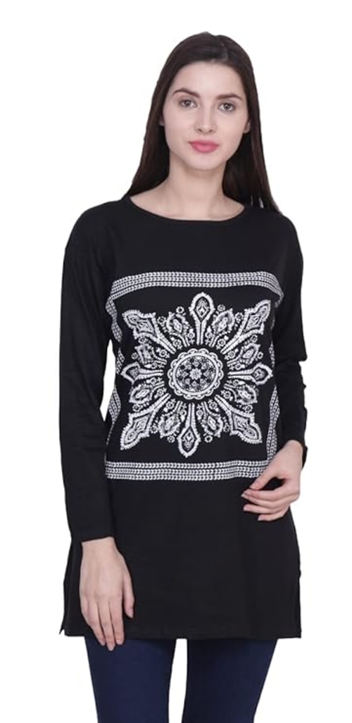Women Printed Cotton Long T-Shirt