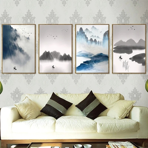 Nordic Canvas Painting Mountain River