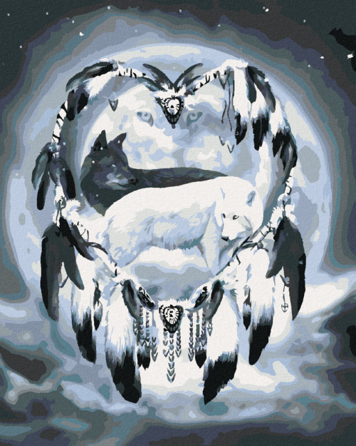 Zuty - Paint by Numbers â€“ WOLF AND A HEART-SHAPED DREAMCATCHER III