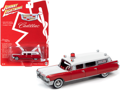 1959 Cadillac Ambulance Red and White \Special Edition\" 1/64 Diecast