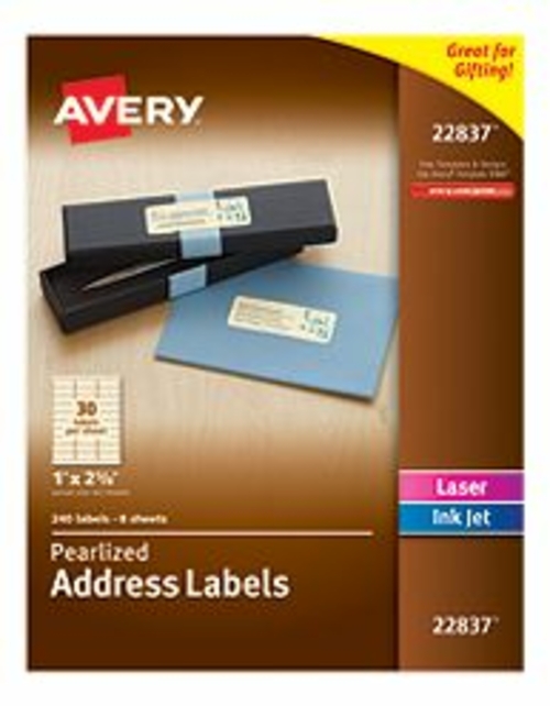 Avery-Dennison 22837 Rectangle Labels, Pearl - 1 x 2.6 in.