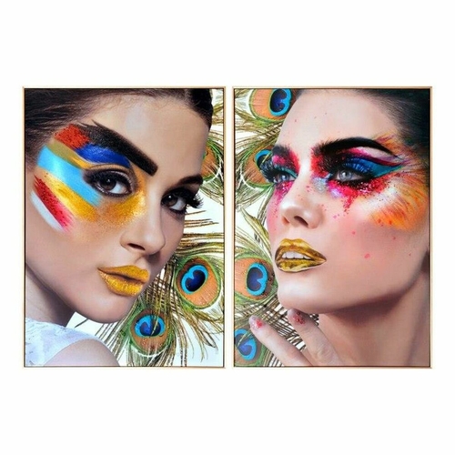 Painting DKD Home Decor 63 x 3,5 x 93 cm Lady Modern (2 Units)