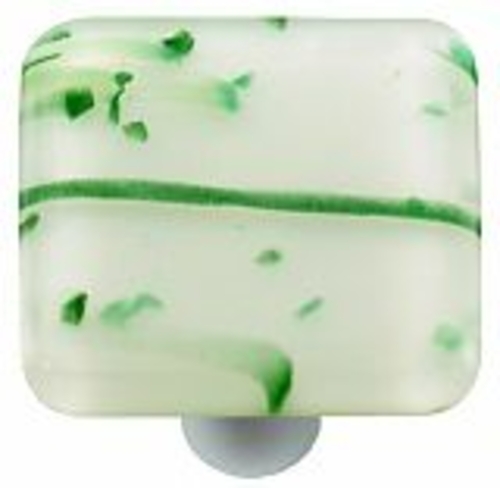 Hot Knobs HK3005-KA Mardi Gras Green with White Square Glass Cabinet K