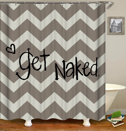 Get Naked Caption Shower Curtain