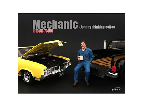 Mechanic Johnny Drinking Coffee Figurine / Figure For 1:18 Models by