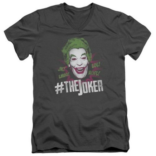 Trevco Batman Classic Tv-Joker - Short Sleeve Adult 30-1 Tee - Charcoa
