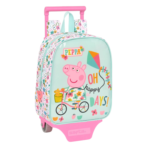 School Rucksack with Wheels Peppa Pig Cosy corner Light Blue (22 x 28