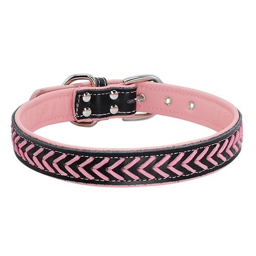 Durable Leather Dog Collar Padded and Braided Cat