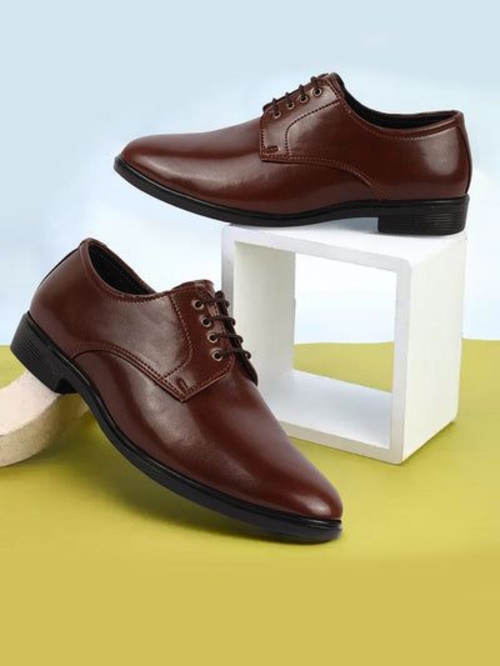 Men Cushion sole Solid  Brown Lace-Up Derby (Size-UK-7) (Color-DARK