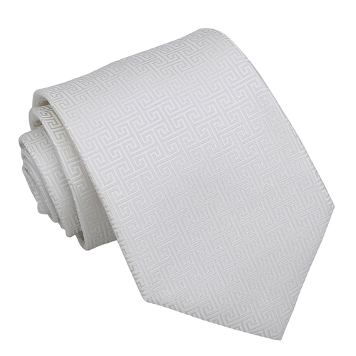 Greek Key Classic Tie - Ivory