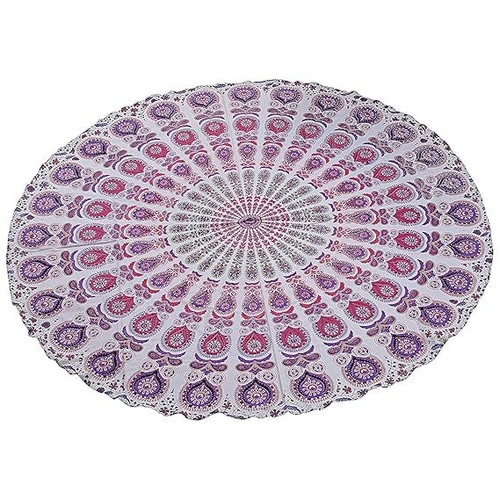 Fashion Hub Cotton Mandala Red Elephant Mandala Printed Cotton Round