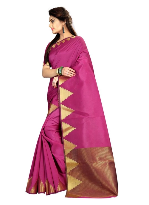 Generic Women's Cotton  Saree(Pink, 5.5-6 Mtr)