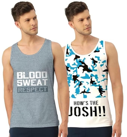 Men's Regular Cotton Printed Vest PACK OF 2 (SIZE-XL)
