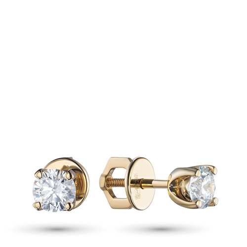 14K Yellow Gold Earring Studs with 0 Round-Cut Diamond 0.91 CT.TW