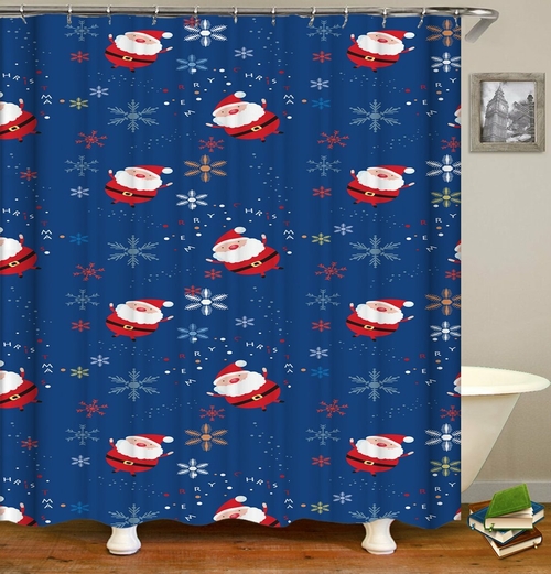 Santa And Snow Pattern Shower Curtain