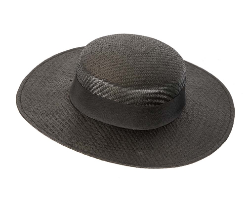 Black boater hat