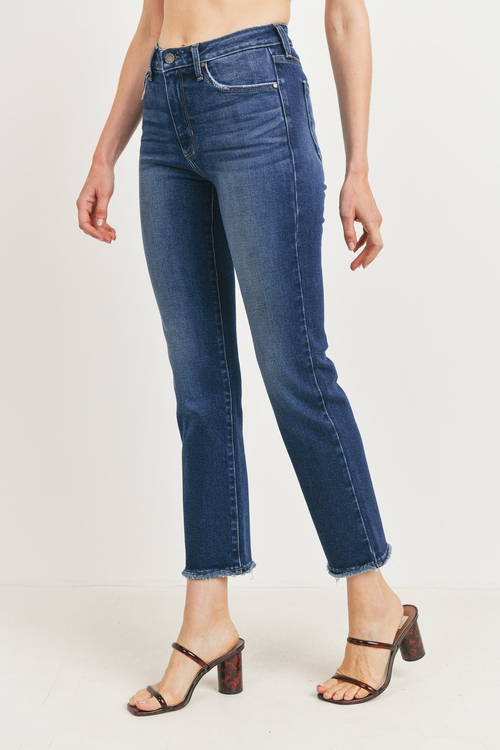 Main JUST BLACK DENIM HIGH WAISTED CLEAN STRAIGHT LEG JEAN image